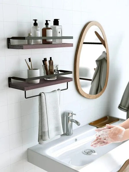 Floating Bathroom Shelf With Towel Rail