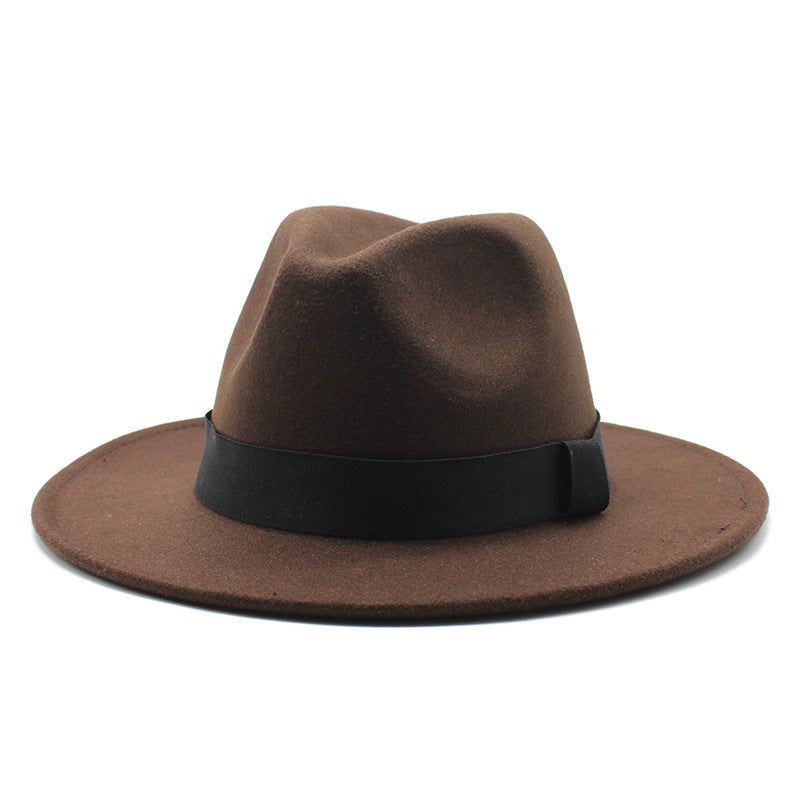 New Panama Flat Brim Fedora Hat Woolen Hat Men's And Women's Hats