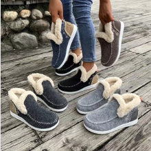Women's Denim Fur Plush Boots