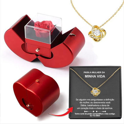 Red Fashion Jewelry Box With Rose And Pendant
