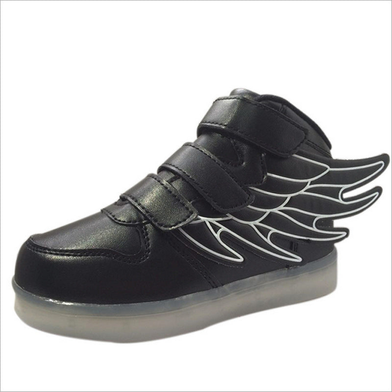 2023 new children's luminous shoes colorful light shoes LED charging luminous shoes children's shoes boys and girls wing light shoes