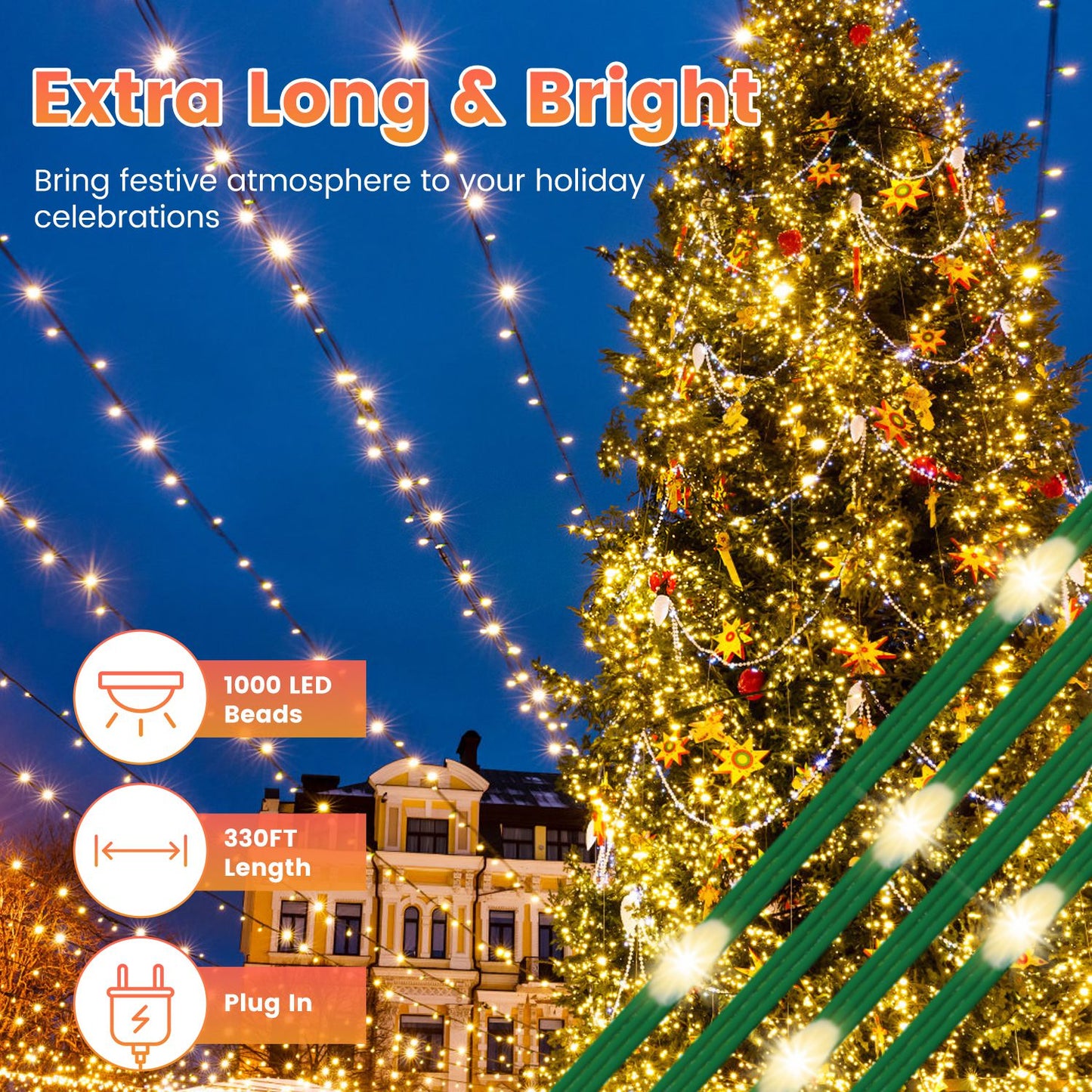 330FT String Outdoor Christmas Lights Decoration with Remote