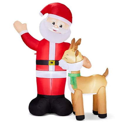 6.3FT Lighted Christmas Inflatable Santa And Reindeer Decoration