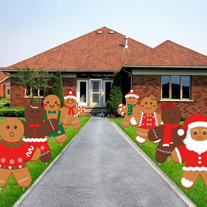 12 Pcs Christmas Gingerbread Man Yard Sign Waterproof