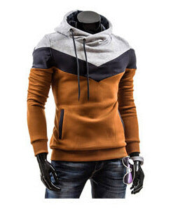 Foreign trade 2015 spring and autumn men's clothing Korean style men's color matching hooded pullover fashion slim sports casual sweater