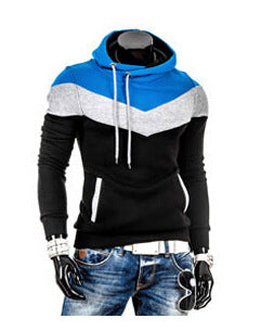 Foreign trade 2015 spring and autumn men's clothing Korean style men's color matching hooded pullover fashion slim sports casual sweater