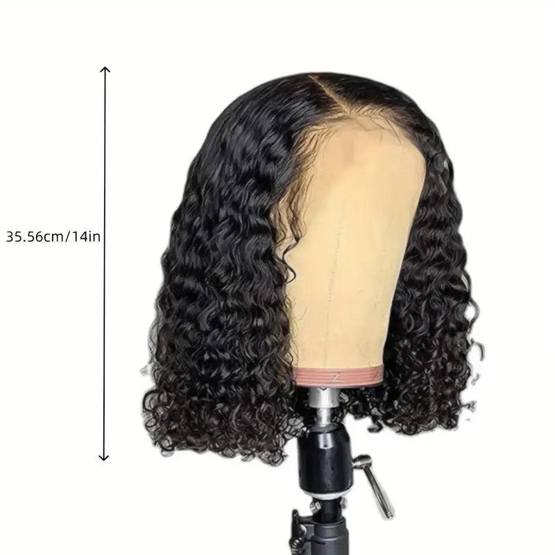 Short Bob Jerry Curly Hair Wig 14 Inch Non-adhesive Lace