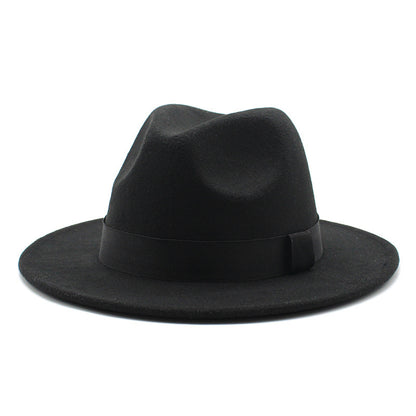 New Panama Flat Brim Fedora Hat Woolen Hat Men's And Women's Hats