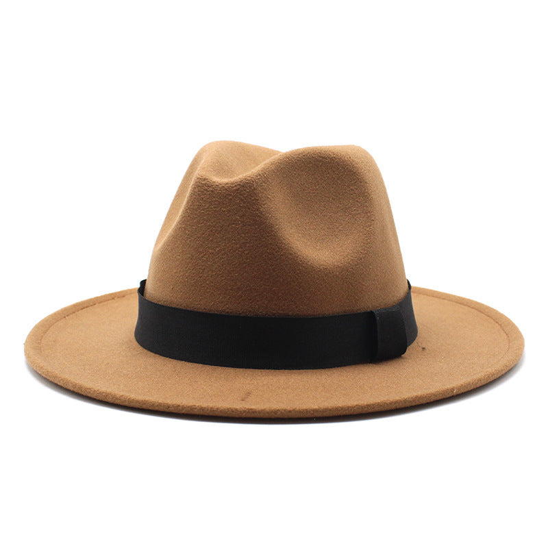 New Panama Flat Brim Fedora Hat Woolen Hat Men's And Women's Hats