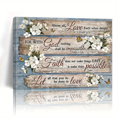 1 Piece Wood Frame Canvas Painting Christian Bible Verses
