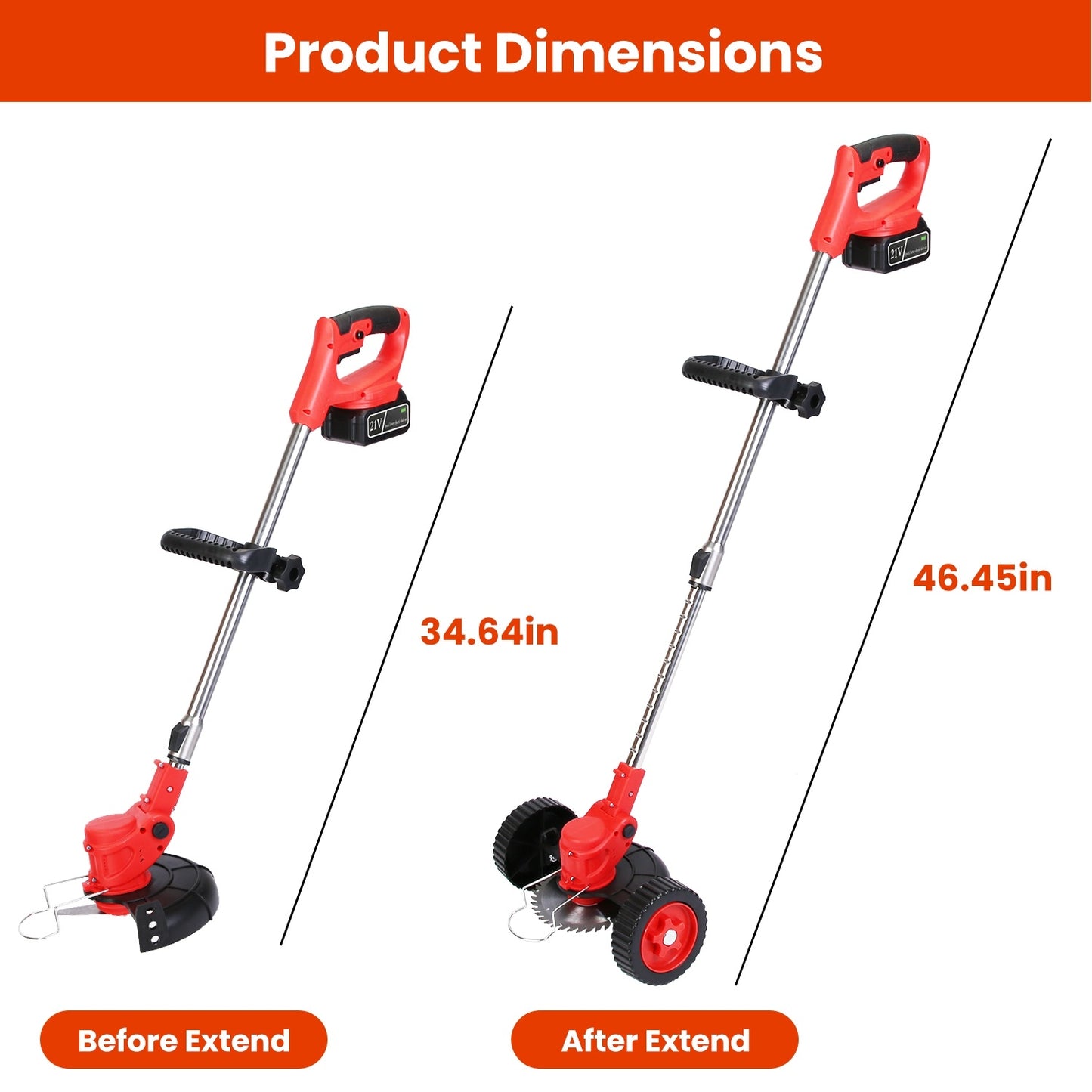 1Pc 3 In 1 Electric Cordless Grass Wacker Battery Powered Grass Trimmer With Wheels