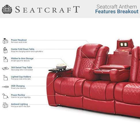 Home Theater Reclining Sectional Sofa with USB Charging and Lights