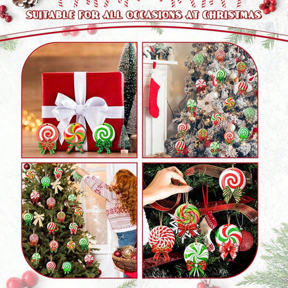 24 Pieces Peppermint Christmas Tree Ornaments