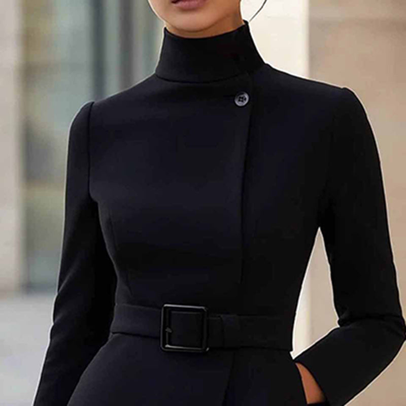 Women's Stand Collar Long Sleeve Dress