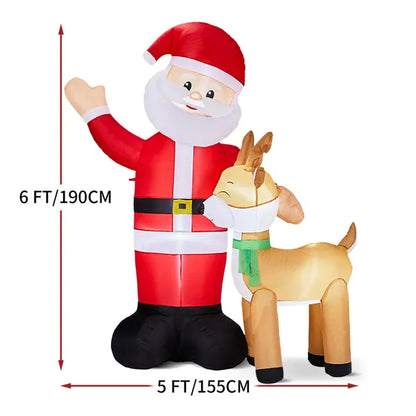 6.3FT Lighted Christmas Inflatable Santa And Reindeer Decoration