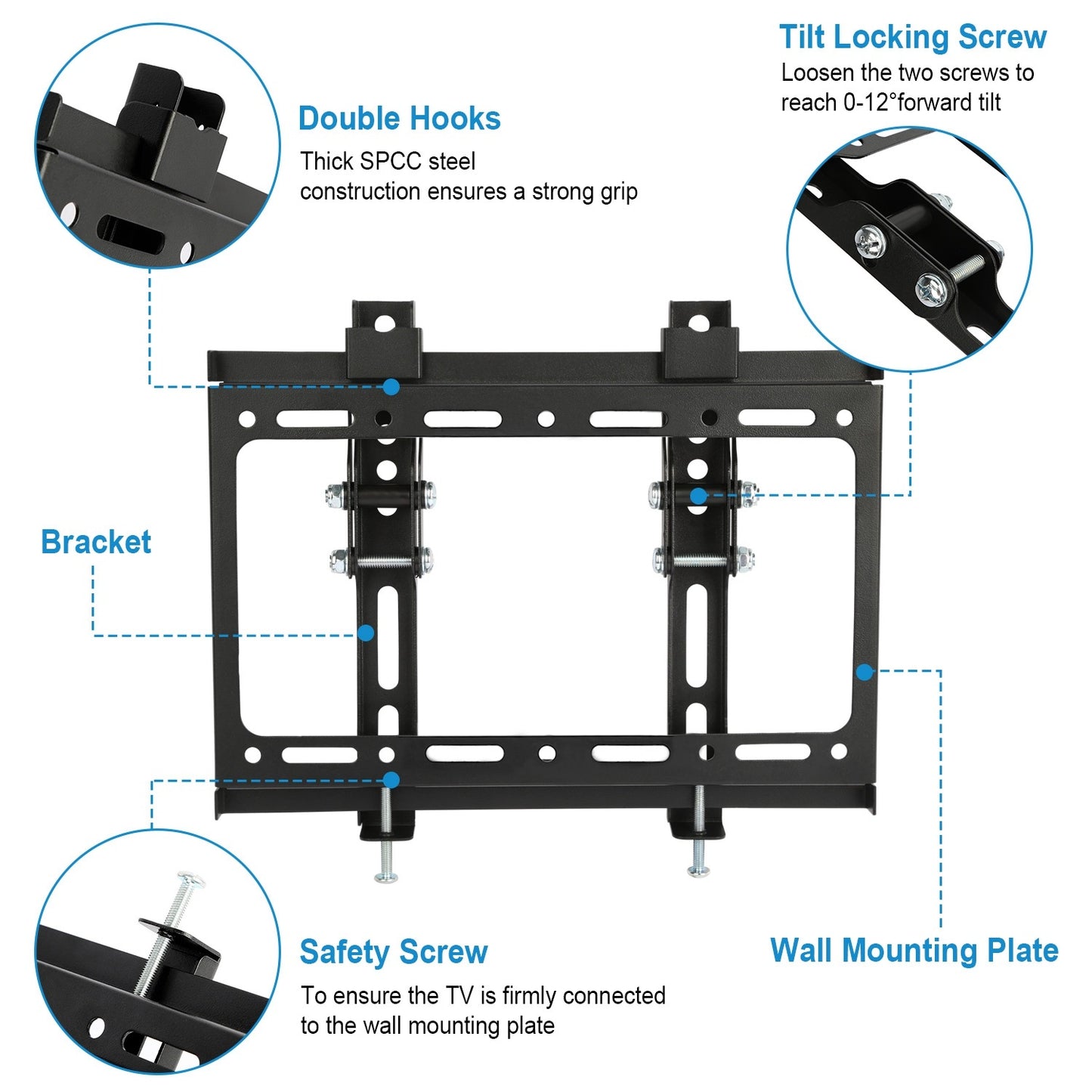 TV Wall Mount Bracket Tilt For 13in-42in LED LCD PLASMA Flat TV VESA 200x200mm