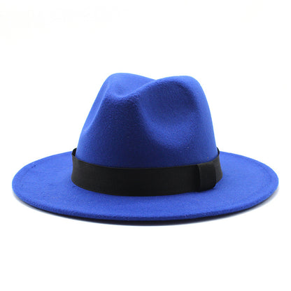 New Panama Flat Brim Fedora Hat Woolen Hat Men's And Women's Hats