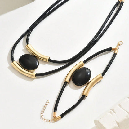 Gold Plated Golden Elegance  Black And Gold Statement Jewelry