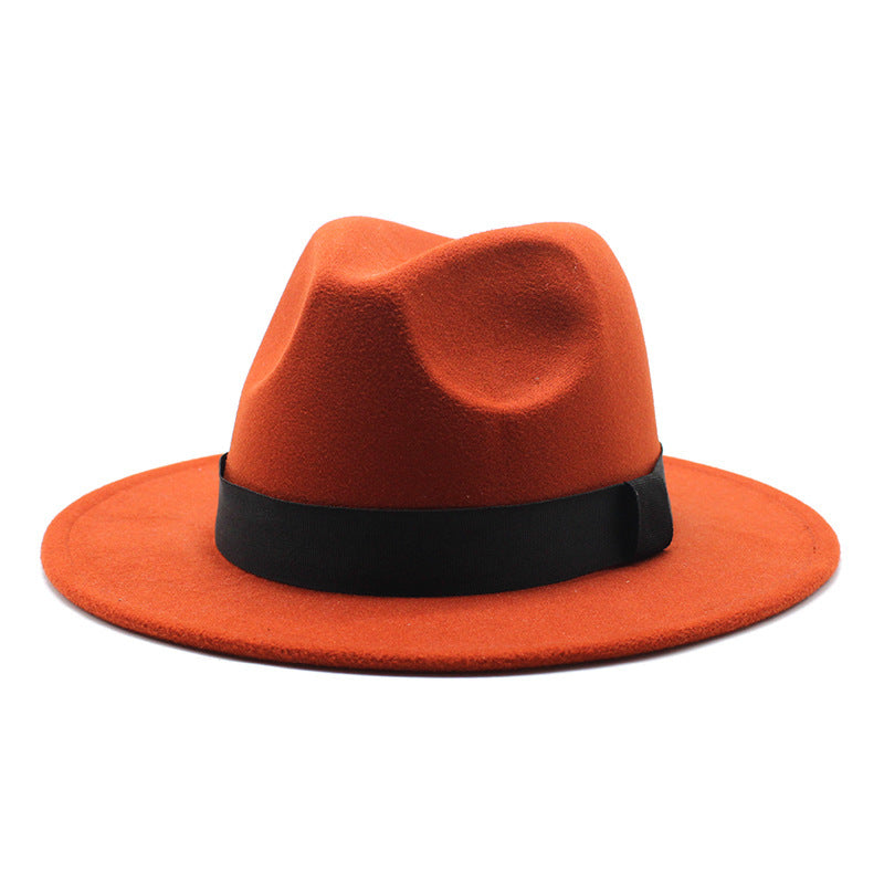 New Panama Flat Brim Fedora Hat Woolen Hat Men's And Women's Hats