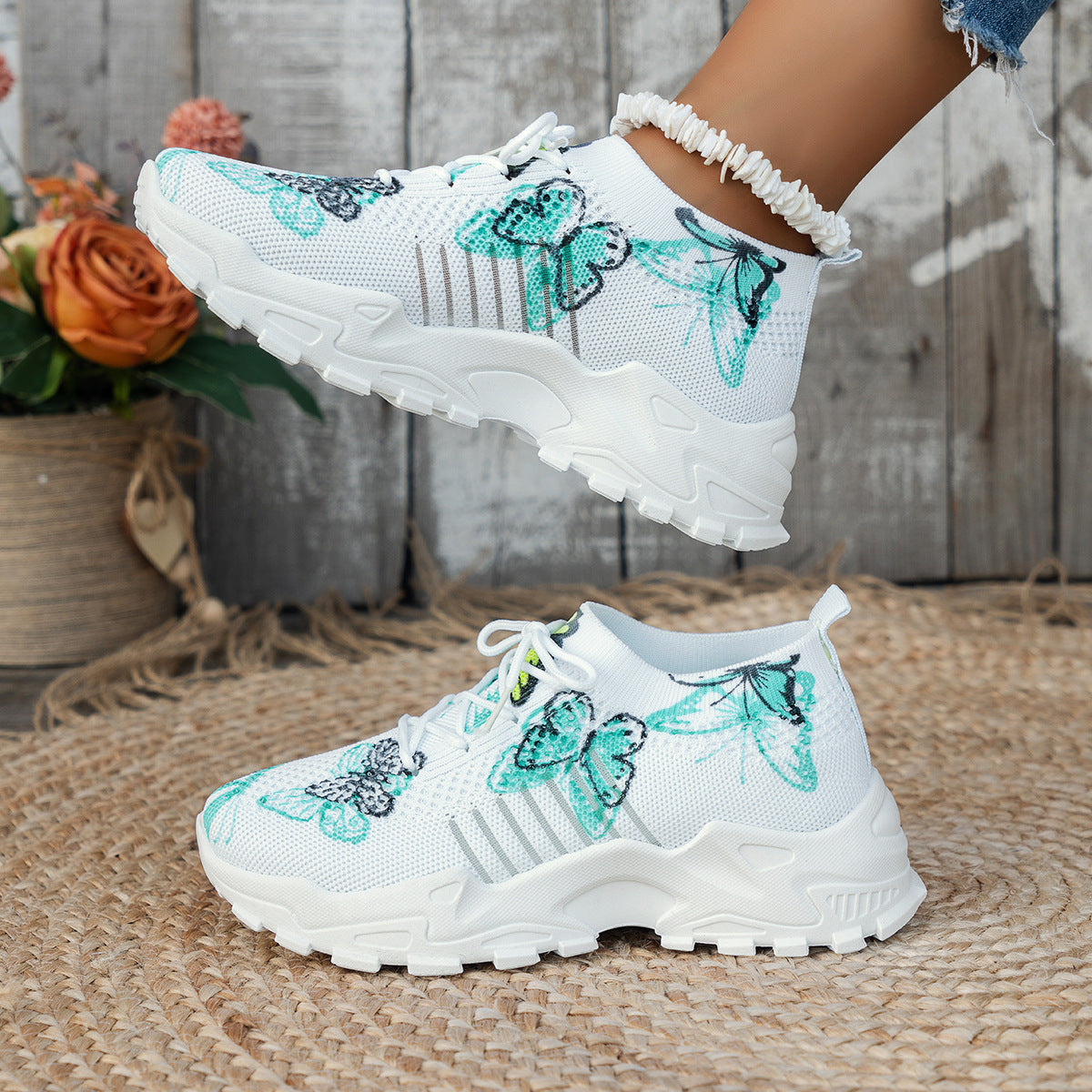 Women's Butterfly Print Running Sneakers
