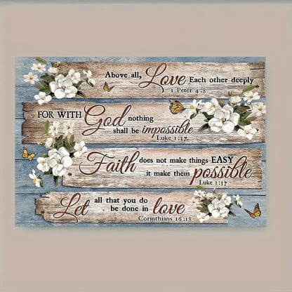 1 Piece Wood Frame Canvas Painting Christian Bible Verses