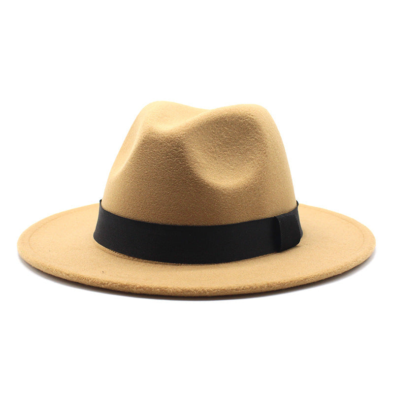 New Panama Flat Brim Fedora Hat Woolen Hat Men's And Women's Hats