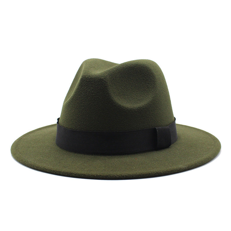 New Panama Flat Brim Fedora Hat Woolen Hat Men's And Women's Hats