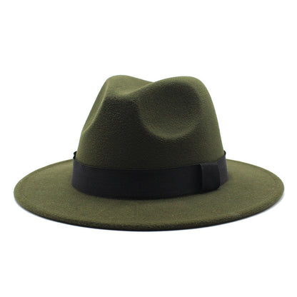 New Panama Flat Brim Fedora Hat Woolen Hat Men's And Women's Hats
