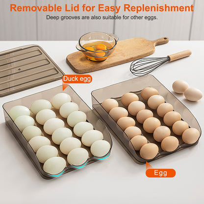 Automatic Rolling Egg Box Organizer Tray
