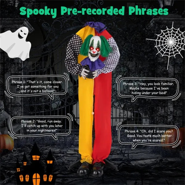 4.5FT Halloween Clown Decoration With LED Eyes And Phrase Recording