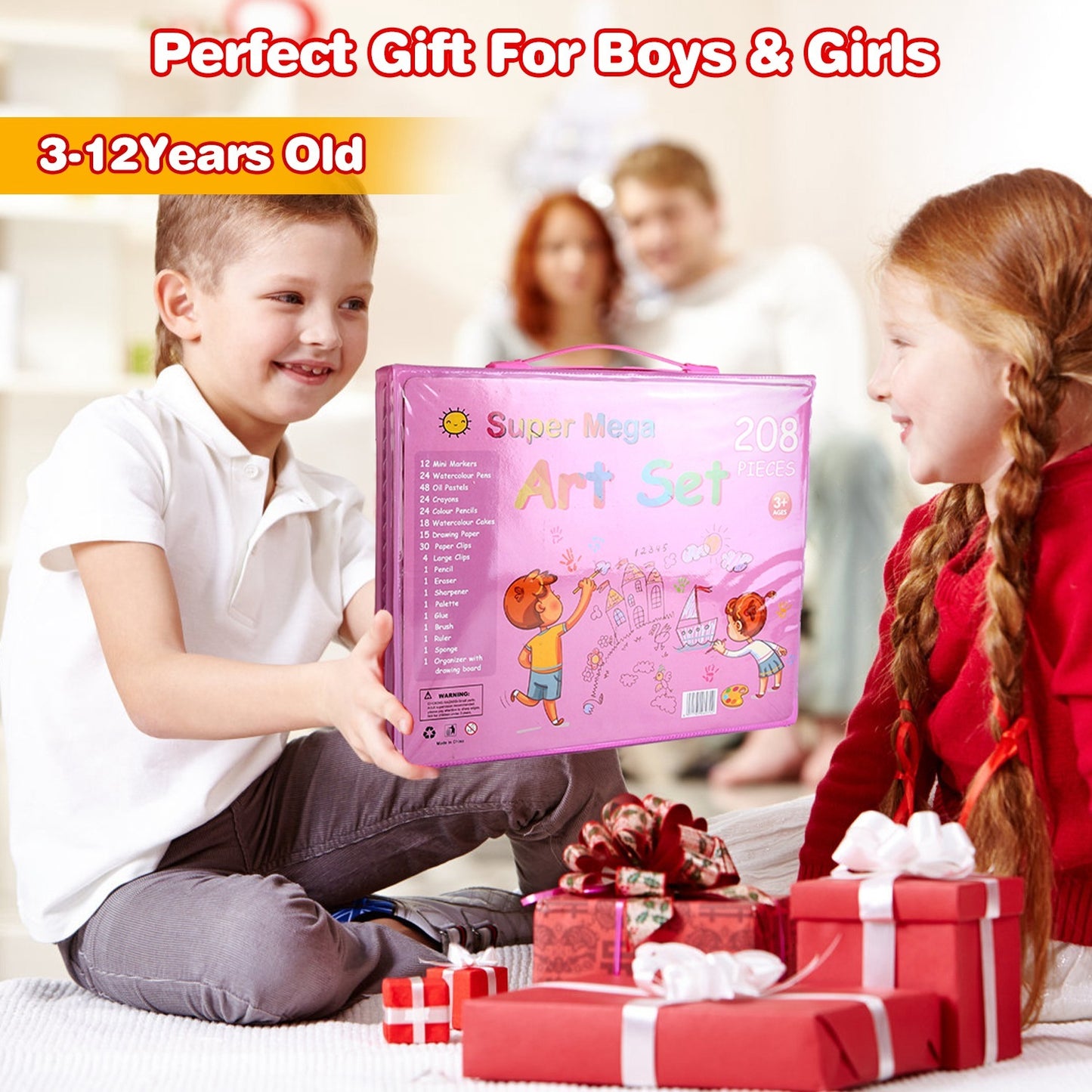 208Pcs Drawing Art Kit Art Supplies For 3 To 12Years Old Girls Boys Art Storage Box \Gift For Kids