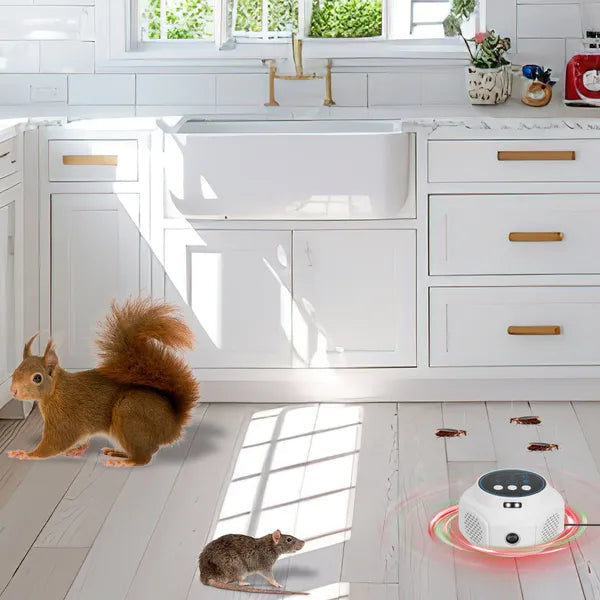 360° Ultrasonic Mice Repellent Indoor Rodent Repeller Rat Squirrel Rodent Chaser With 3 Modes 2 Strobe Lights For Kitchen Warehouse