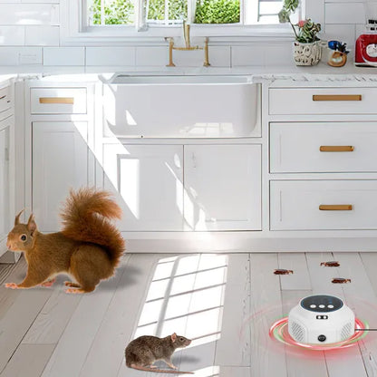 360° Ultrasonic Mice Repellent Indoor Rodent Repeller Rat Squirrel Rodent Chaser With 3 Modes 2 Strobe Lights For Kitchen Warehouse