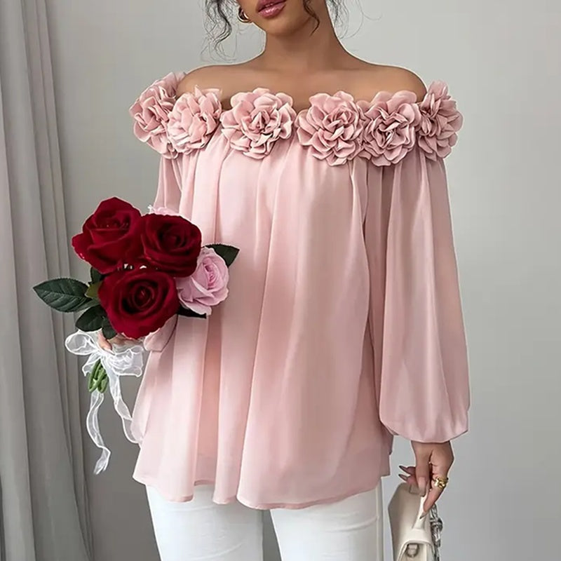 Women's 3D Floral Off Shoulder Blouse