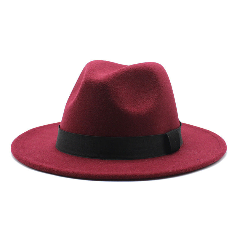 New Panama Flat Brim Fedora Hat Woolen Hat Men's And Women's Hats