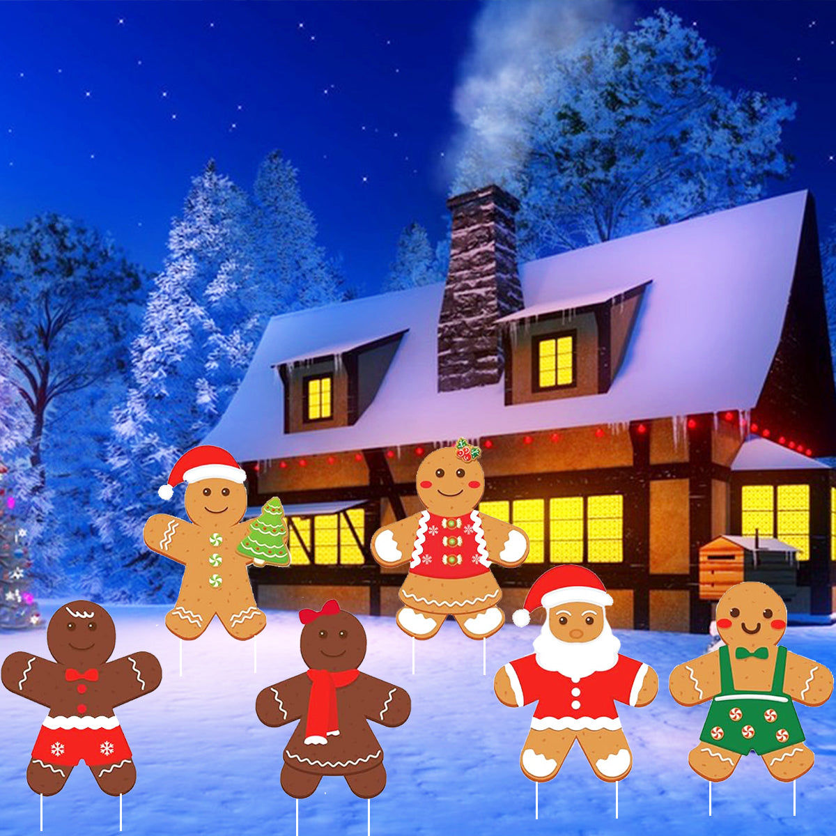 12 Pcs Christmas Gingerbread Man Yard Sign Waterproof