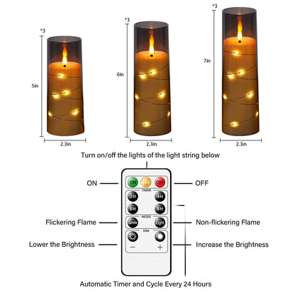 9Pc  LED Flameless Candle Set with Remote