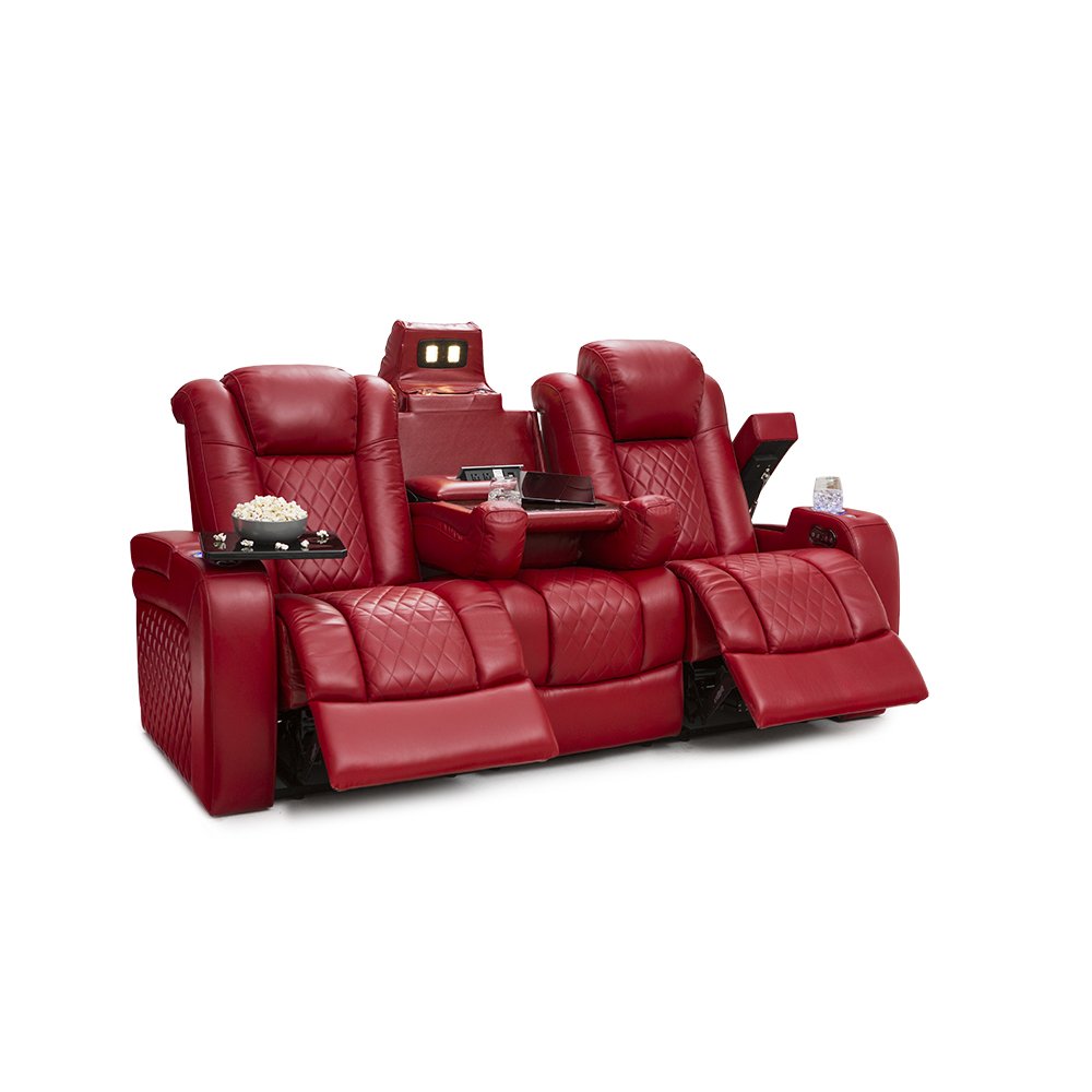Home Theater Reclining Sectional Sofa with USB Charging and Lights