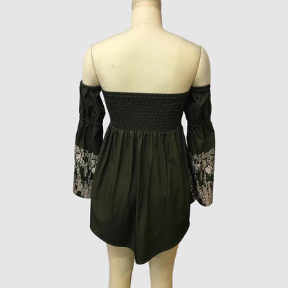 Women's Off-Shoulder Boho Mini Dress