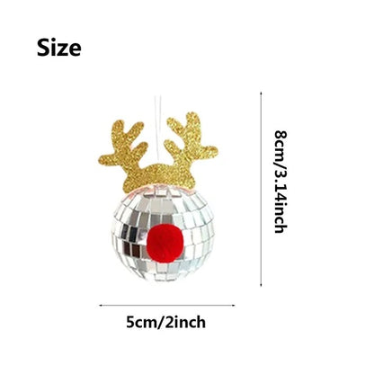 5PCS Disco Mirror Elk Horn Christmas Balls