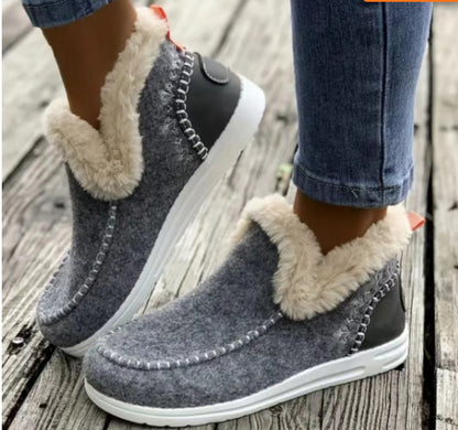 Women's Denim Fur Plush Boots