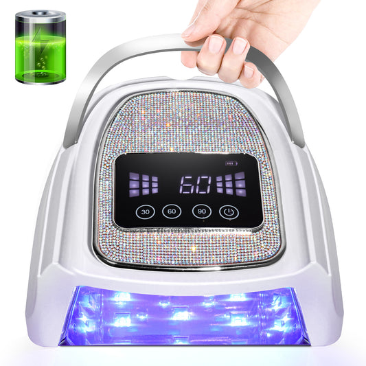 Rechargeable UV LED Nail Lamp, Cordless Nail Lamp For Gel Polish, UV Nail Lamp With 4 Timer Setting And Handle, Professional Nail UV Light For Gel Nails With 30 Beads For Salon And Home