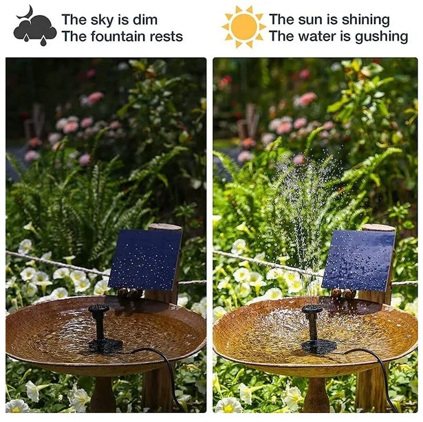 Solar Power Fountain Submersible Floating Water Bird Bath Pond Garden Pool