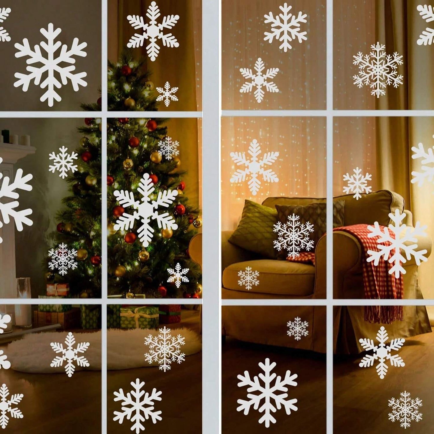 135Pcs Christmas Window Clings Snowflakes Decals