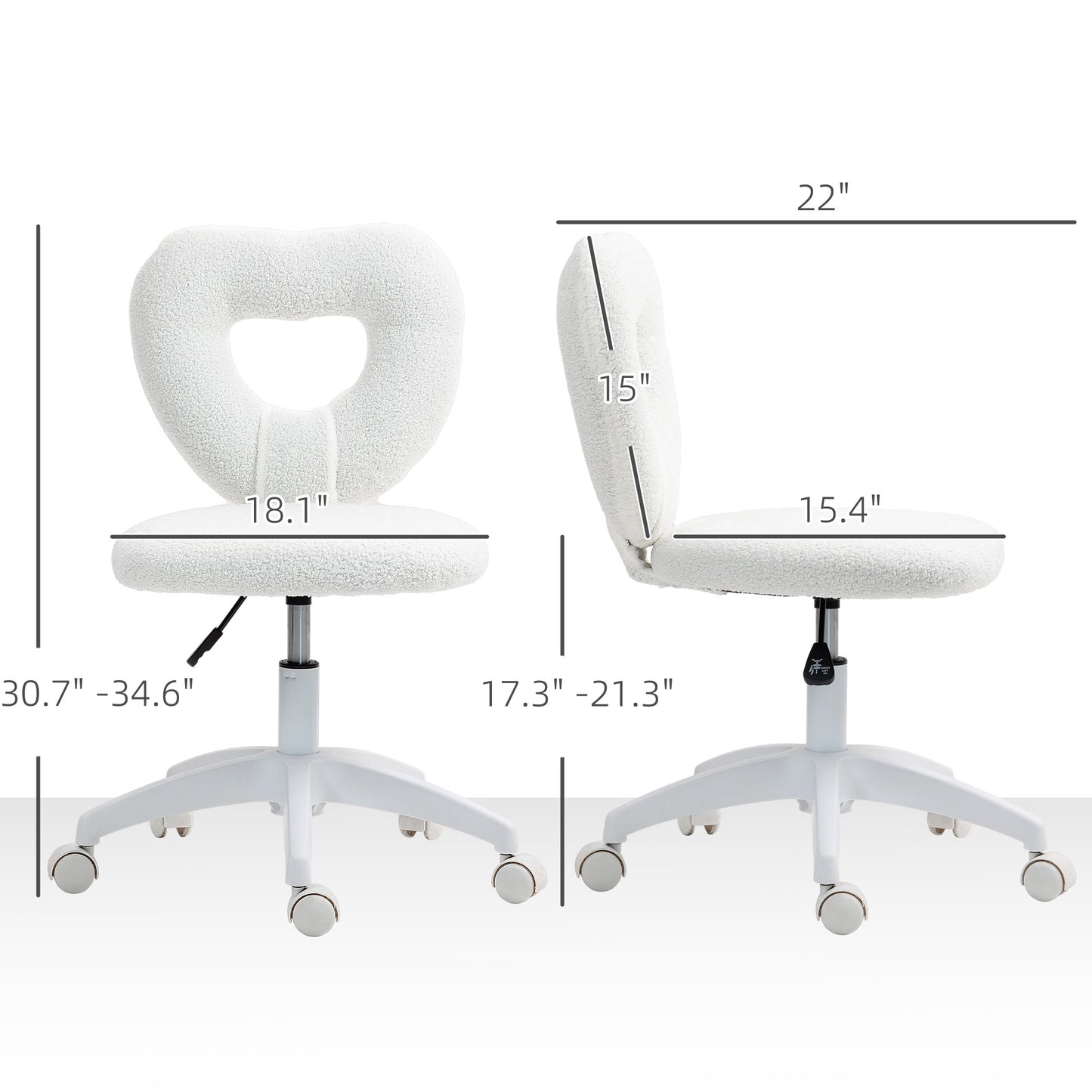 Armless Heart-Shaped Computer Desk Chair