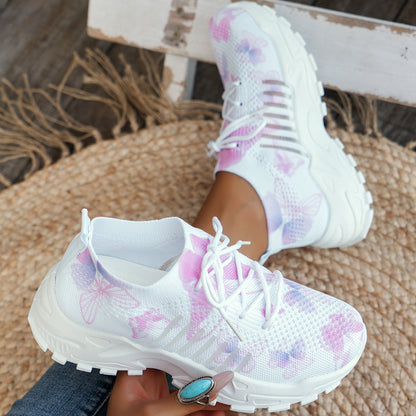 Women's Butterfly Print Running Sneakers