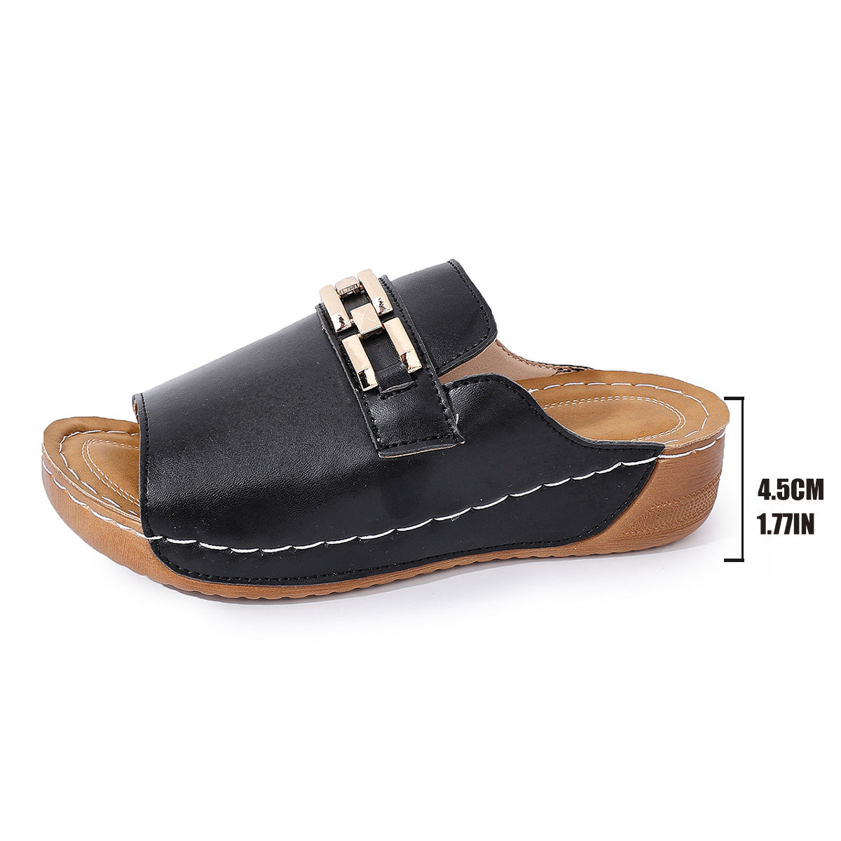 Women's Open-Toe Sandal Slippers With Metal Accessories