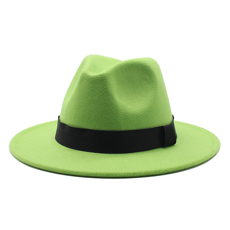 New Panama Flat Brim Fedora Hat Woolen Hat Men's And Women's Hats