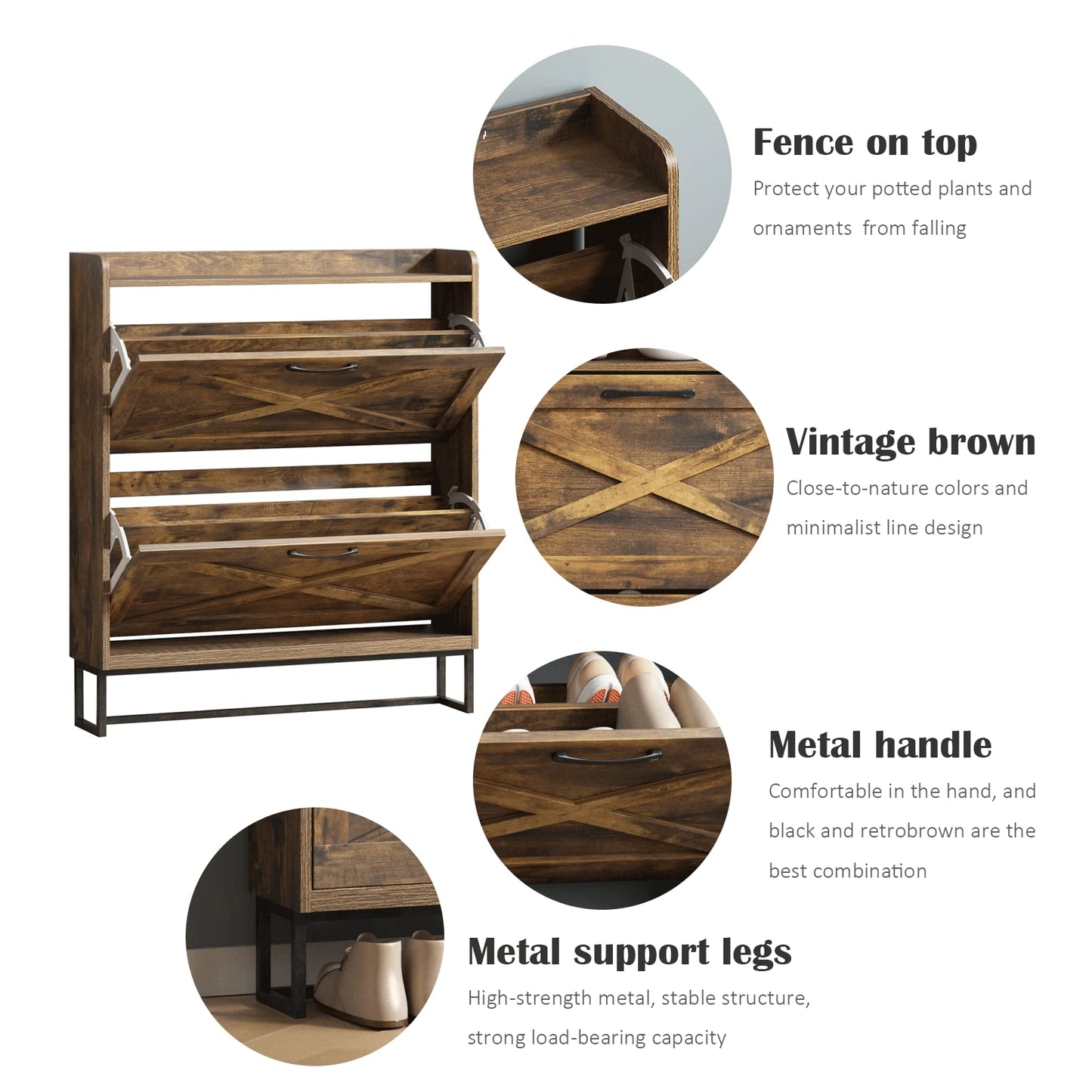 Shoe Storage Cabinet with Flip Drawers