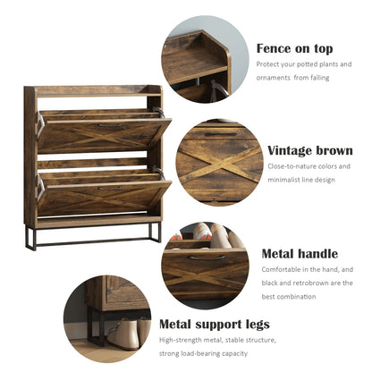 Shoe Storage Cabinet with Flip Drawers